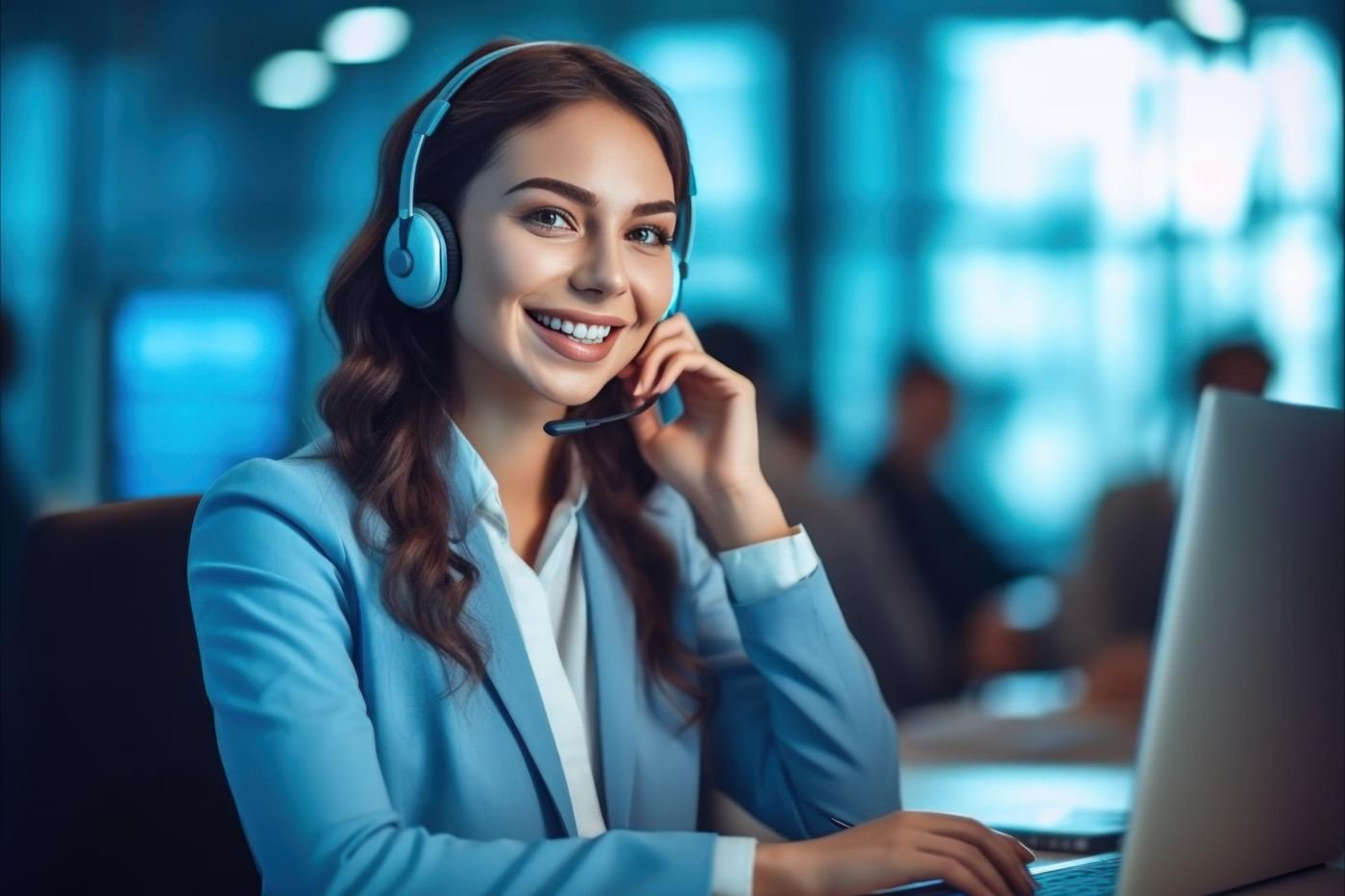 Atendente da Just Multas com headset
